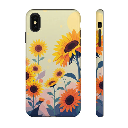 iPhone XS MAX / Glossy Phone Case - Modern Flat Sunflower Design Phone Case
