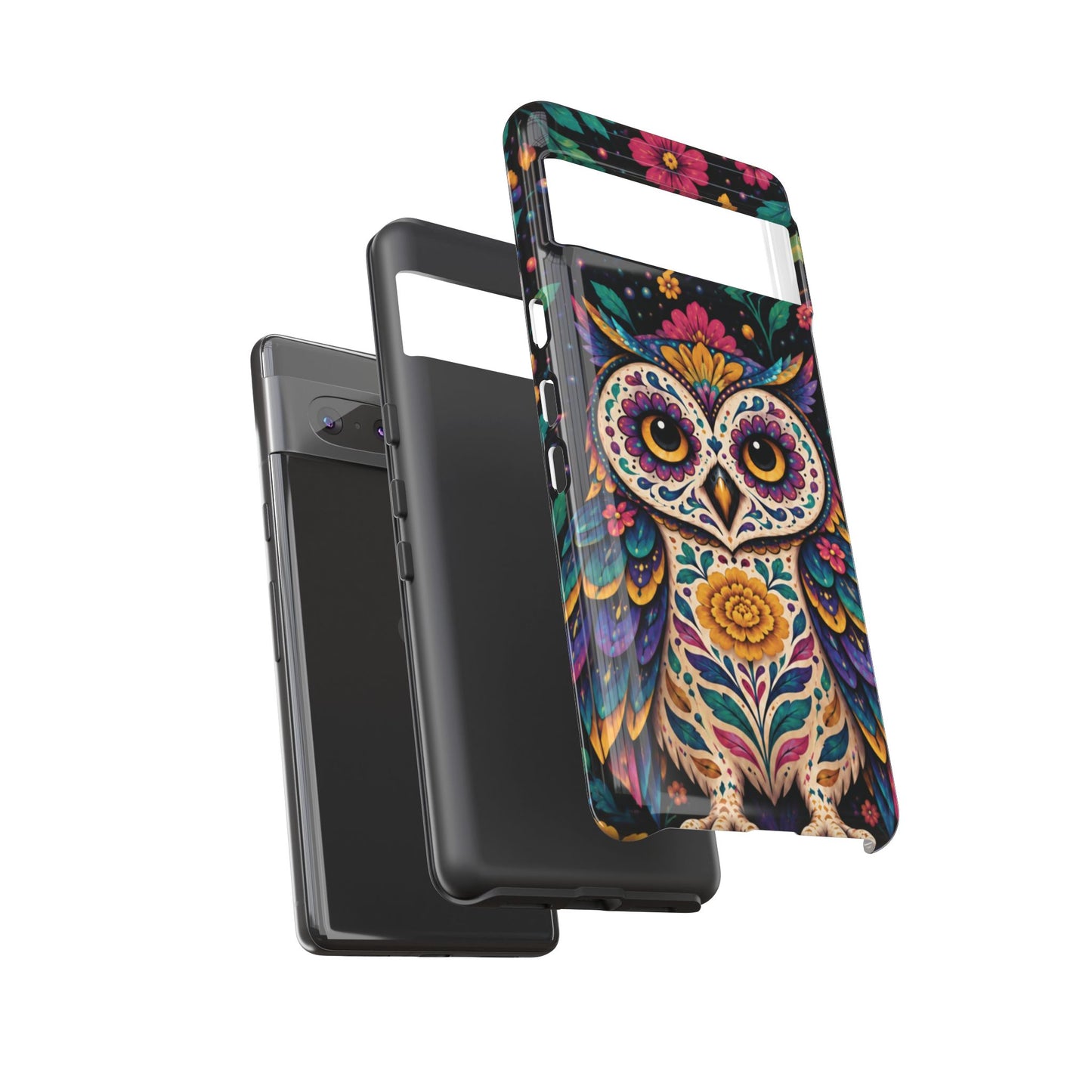 Vibrant Purple and Teal Calavera Owl Phone Case - Multicolor Phone Case