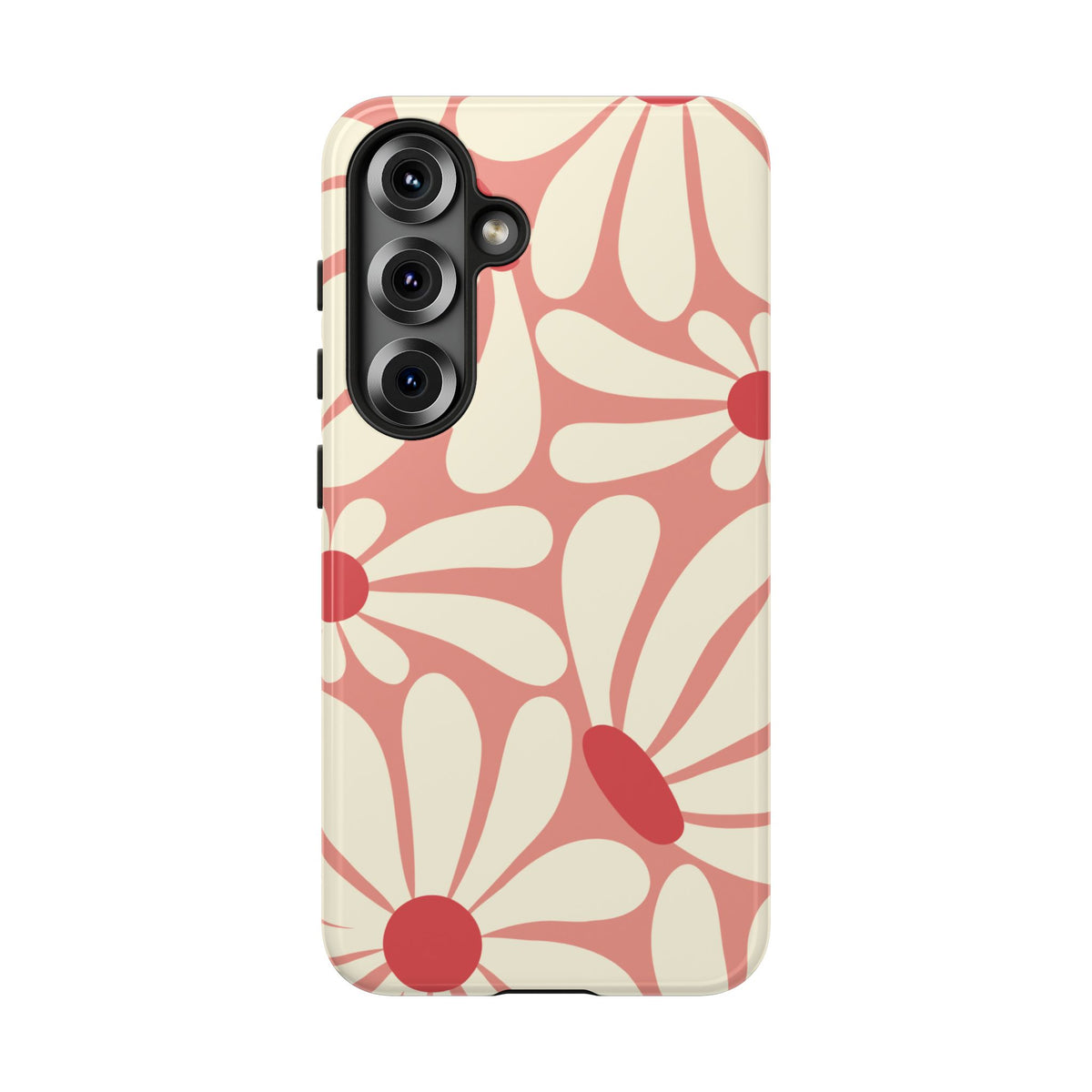 Cute Retro Pink Daisy Pattern Phone Case - Pink Phone Case - Samsung Galaxy S25 / Glossy