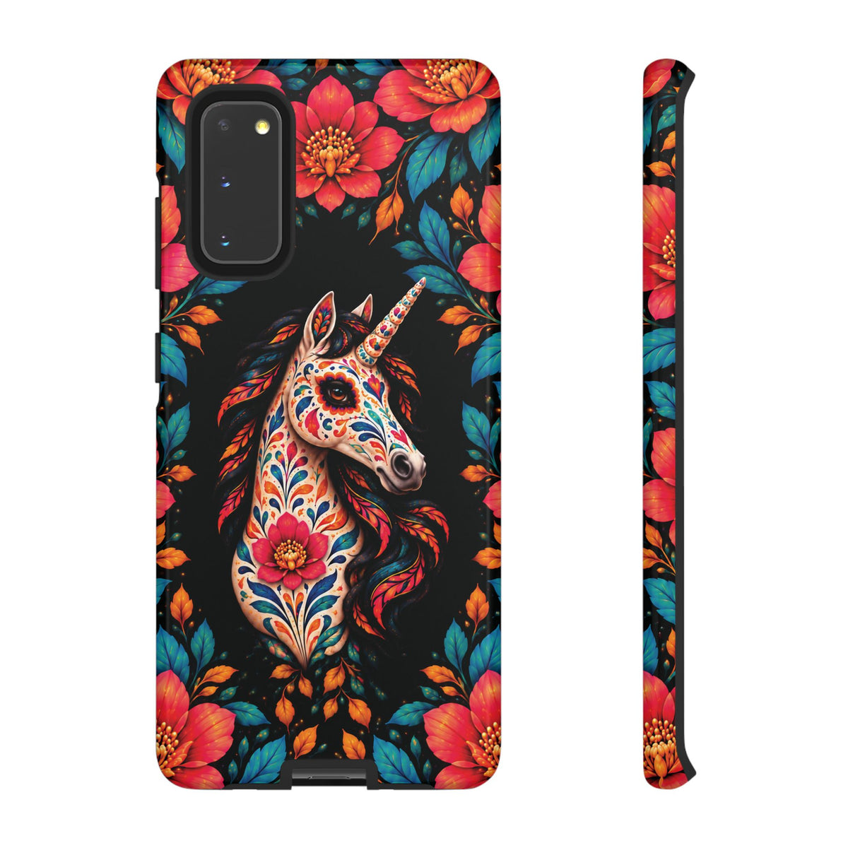 Elegant Pink and Turquoise Calavera Unicorn Phone Case - Phone Case - Samsung Galaxy S20 / Glossy