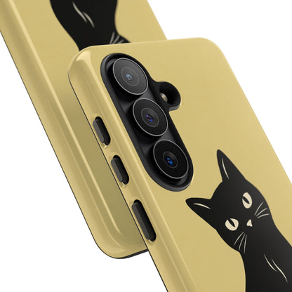 Minimalist Butter Yellow & Black Cat Phone Case