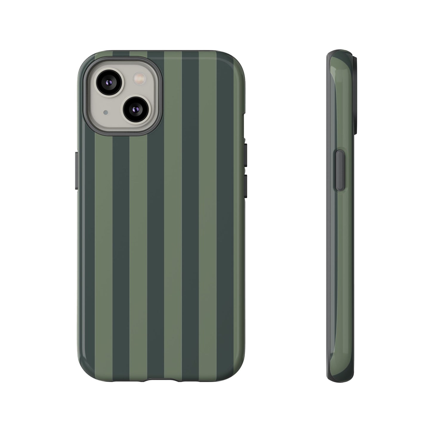 iPhone 14 / Glossy Phone Case - ’Dark Green Stripe Pattern’ Phone Case