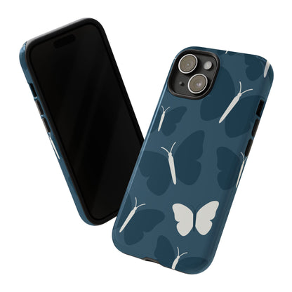 Minimalist Dark Blue Butterfly Pattern Phone Case - Blue Phone Case