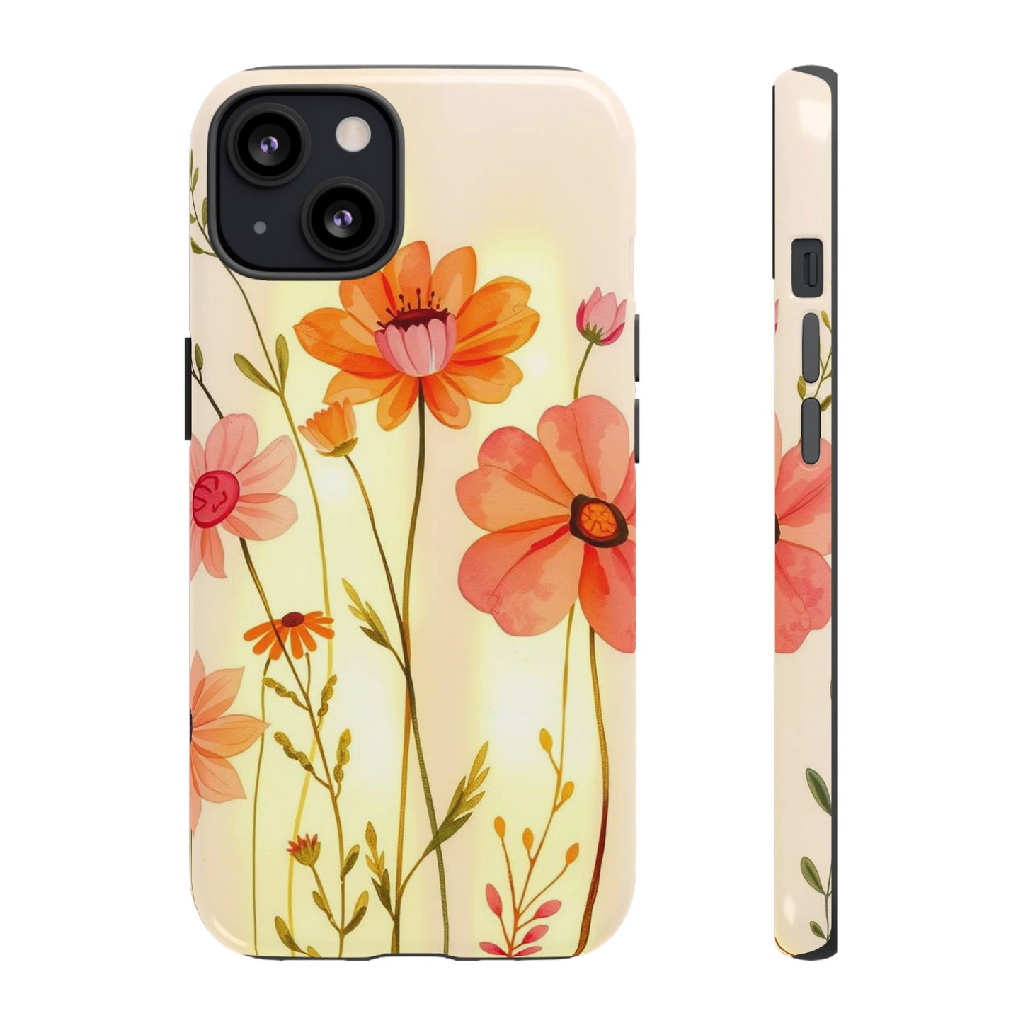 iPhone 13 / Glossy Phone Case - Watercolour Bunch of Wildflowers Design Phone Case