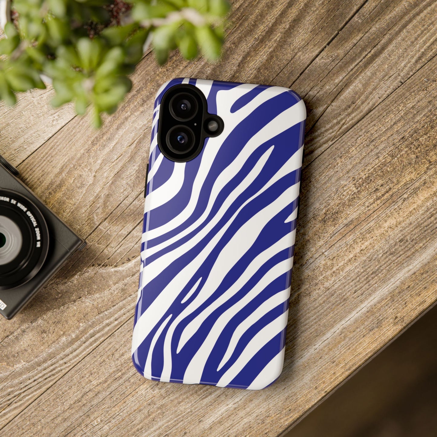 Modern Electric Blue Zebra Print Phone Case