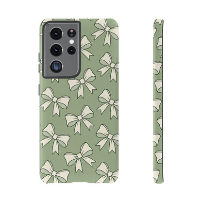 Chic Sage Green Bow Pattern Phone Case