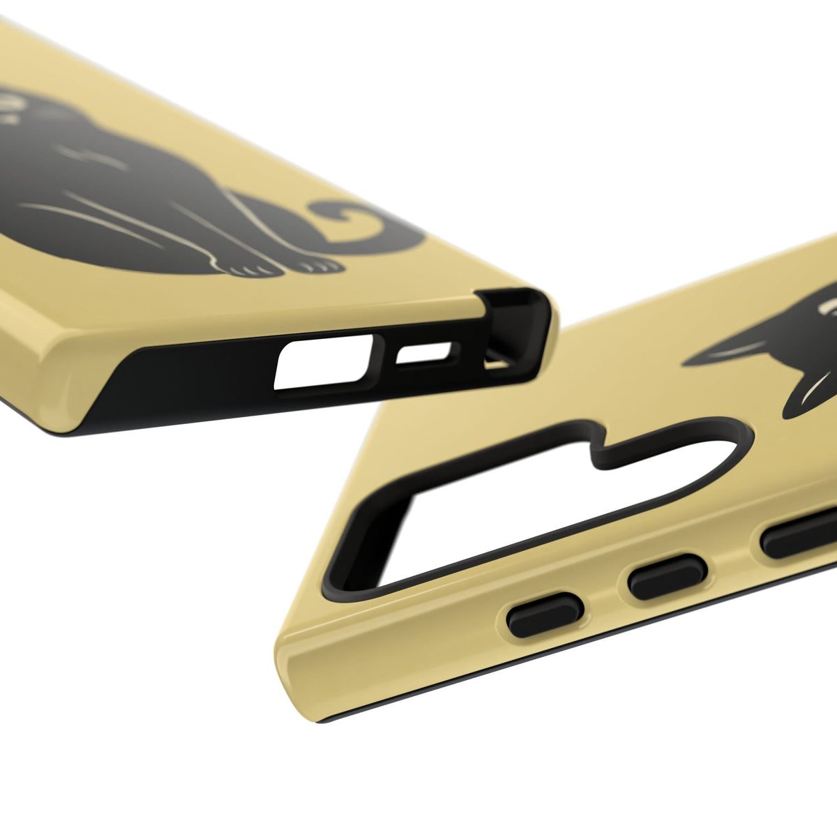 Minimalist Butter Yellow & Black Cat Phone Case