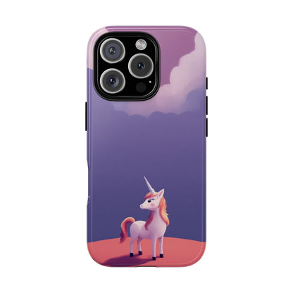 iPhone 16 Pro / Glossy Phone Case - Cute Unicorn & Cloud Design Phone Case