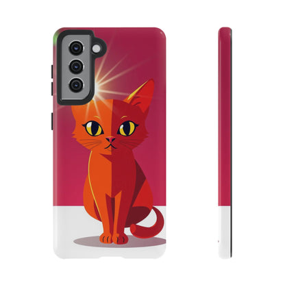 Samsung Galaxy S21 / Glossy Phone Case - Flashing Cat Design Phone Case