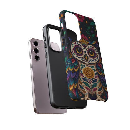 Vibrant Purple and Teal Calavera Owl Phone Case - Multicolor Phone Case