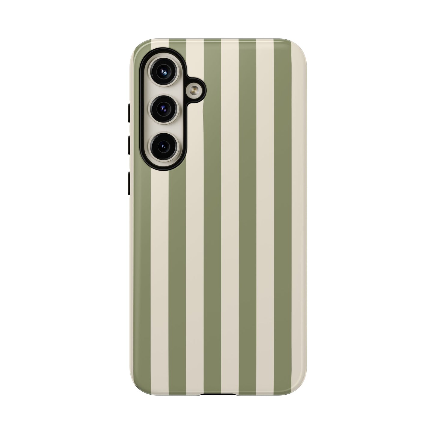 Samsung Galaxy S24 Plus / Glossy Phone Case - ’Olive & Beige Stripe Pattern’ Phone Case