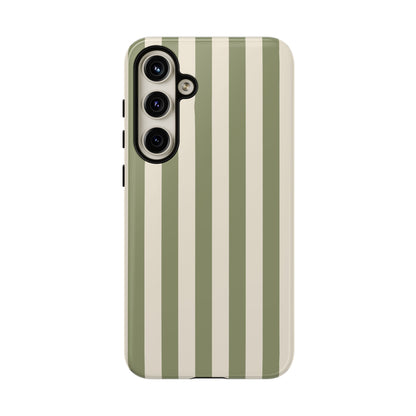 Samsung Galaxy S24 Plus / Glossy Phone Case - ’Olive & Beige Stripe Pattern’ Phone Case