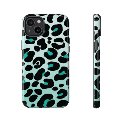 Cool Aqua Leopard Print Phone Case