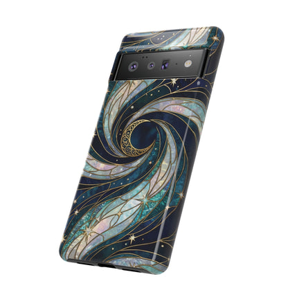 Elegant Navy & Teal Celestial Swirl Phone Case