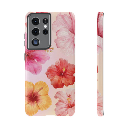 Samsung Galaxy S21 Ultra / Glossy Phone Case - ’Pink Hibiscus Pattern #1’ Phone Case