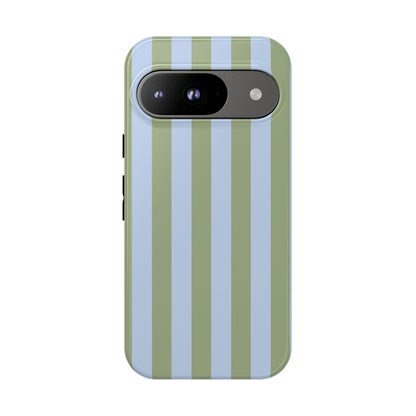 Trendy Ice Blue & Green Stripe Pattern Phone Case - Blue Phone Case - Google Pixel 9 / Glossy