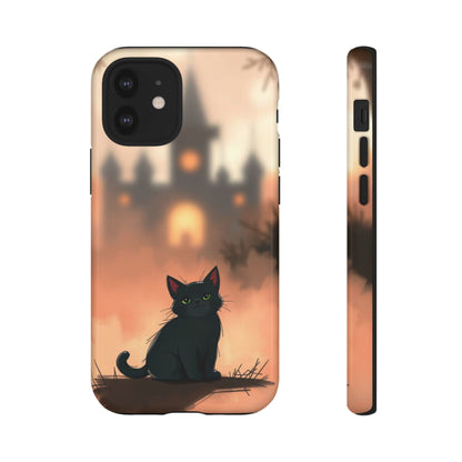 iPhone 12 Mini / Glossy Phone Case - Cute Gothic Cat Design Phone Case