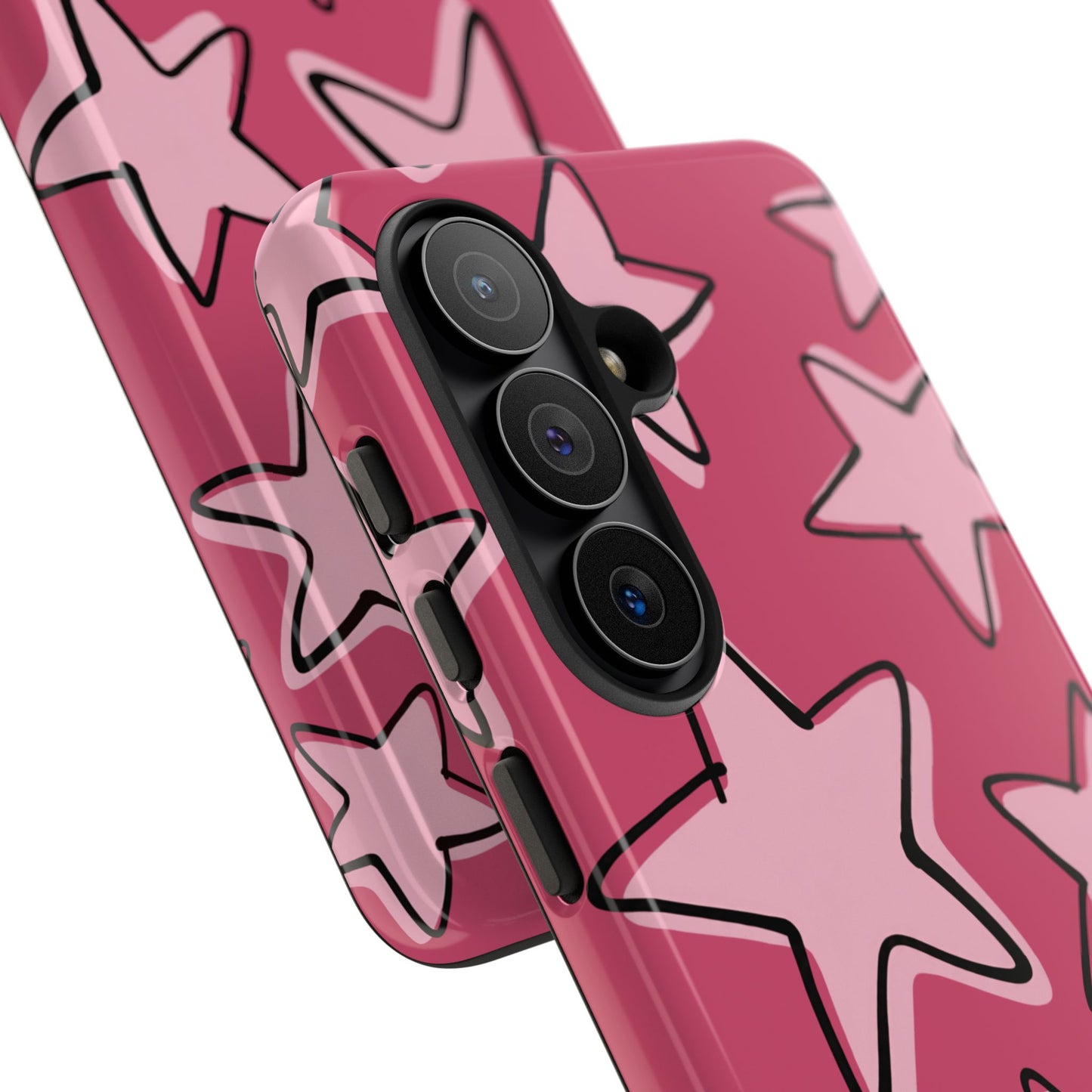 Raspberry Pink Doodle Star Phone Case