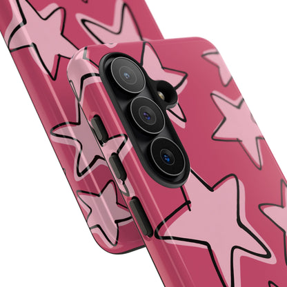 Raspberry Pink Doodle Star Phone Case