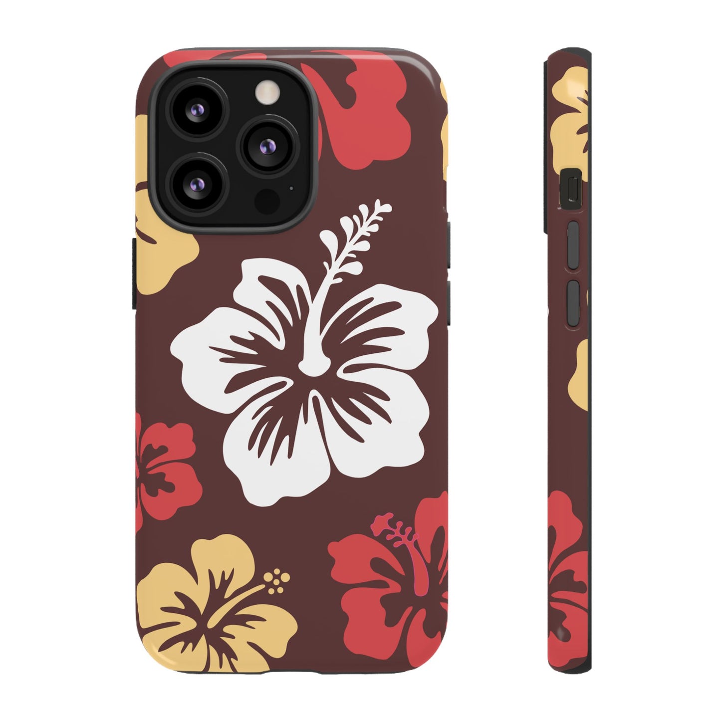 iPhone 13 Pro / Glossy Phone Case - ’Hibiscus Retro Pattern #2’ Phone Case