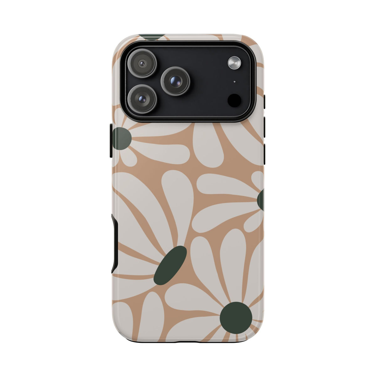Retro Beige & White Daisy Pattern Phone Case - Beige Phone Case - iPhone 17 Pro Max / Glossy