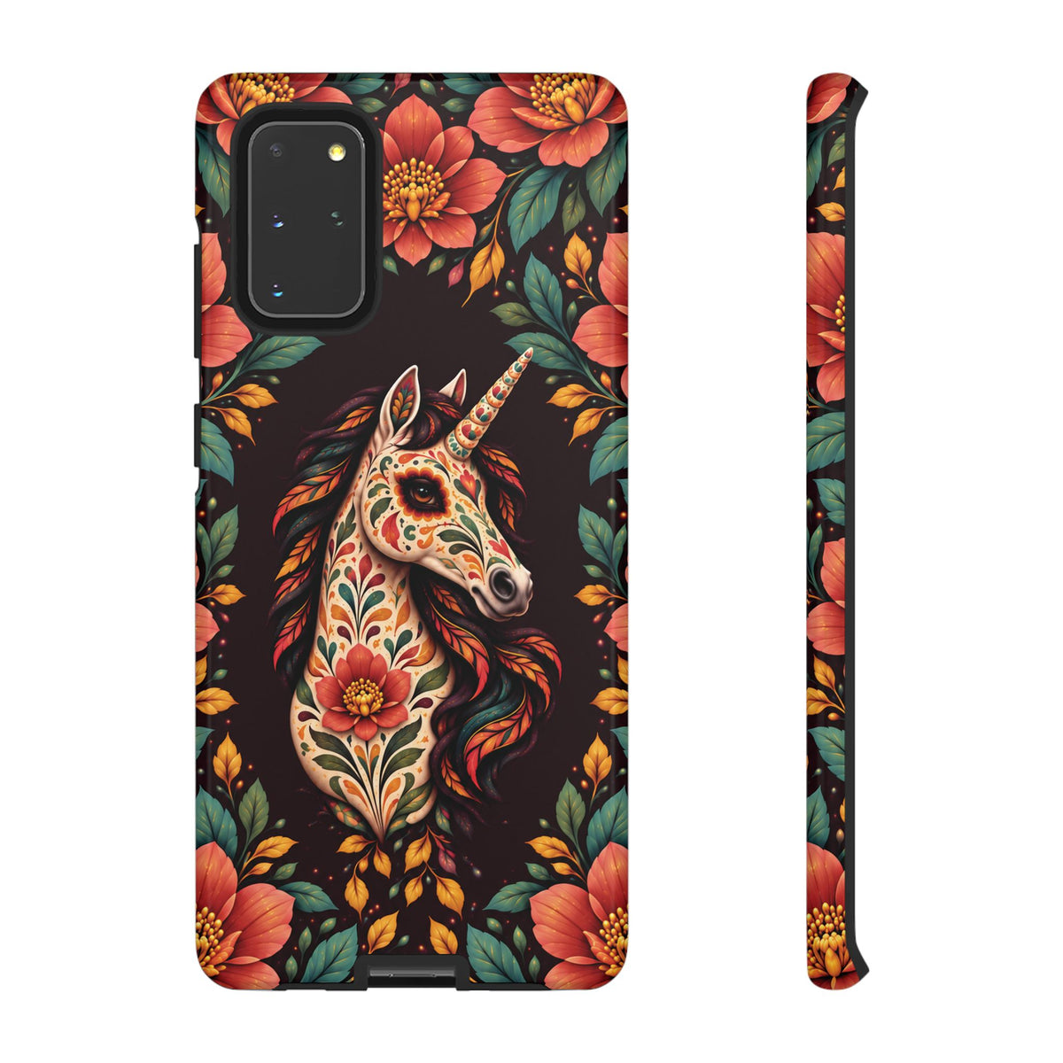 Elegant Terracotta and Teal Calavera Unicorn Phone Case - Phone Case - Samsung Galaxy S20+ / Glossy