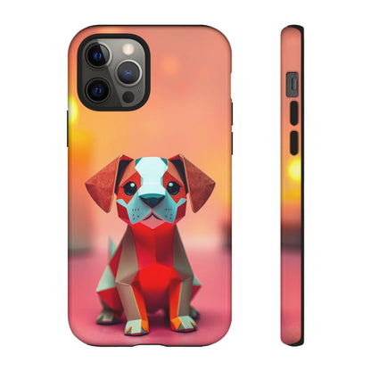 iPhone 12 Pro / Glossy Phone Case - Origami Dog Design Phone Case