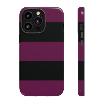 iPhone 13 Pro / Glossy Phone Case - Purple & Black Horizontal Stripe Pattern Phone Case