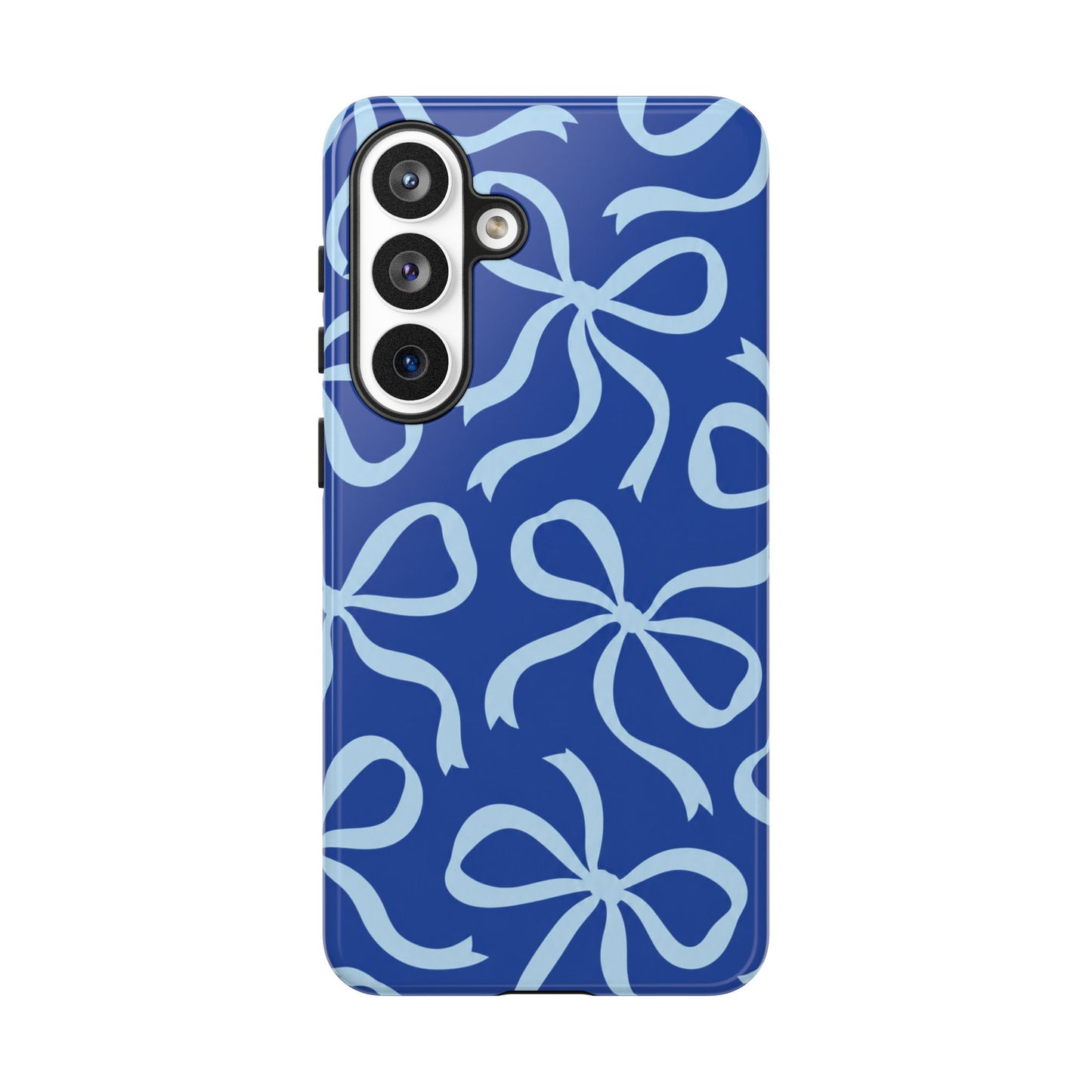 Bold Cobalt Blue and Powder Blue Bow Pattern Phone Case