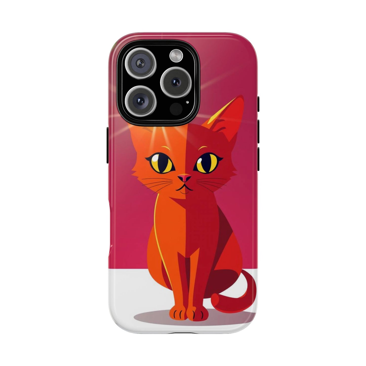 iPhone 16 Pro / Glossy Phone Case - Flashing Cat Design Phone Case