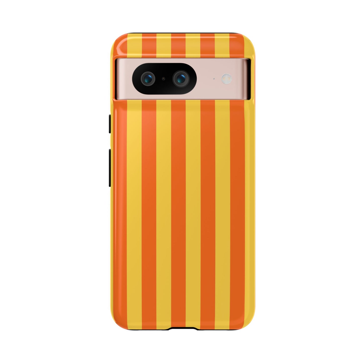 Google Pixel 8 / Glossy Phone Case - Trendy Orange & Yellow Stripe Pattern Phone Case
