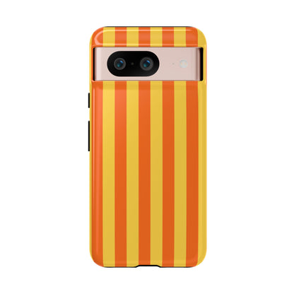 Google Pixel 8 / Glossy Phone Case - Trendy Orange & Yellow Stripe Pattern Phone Case