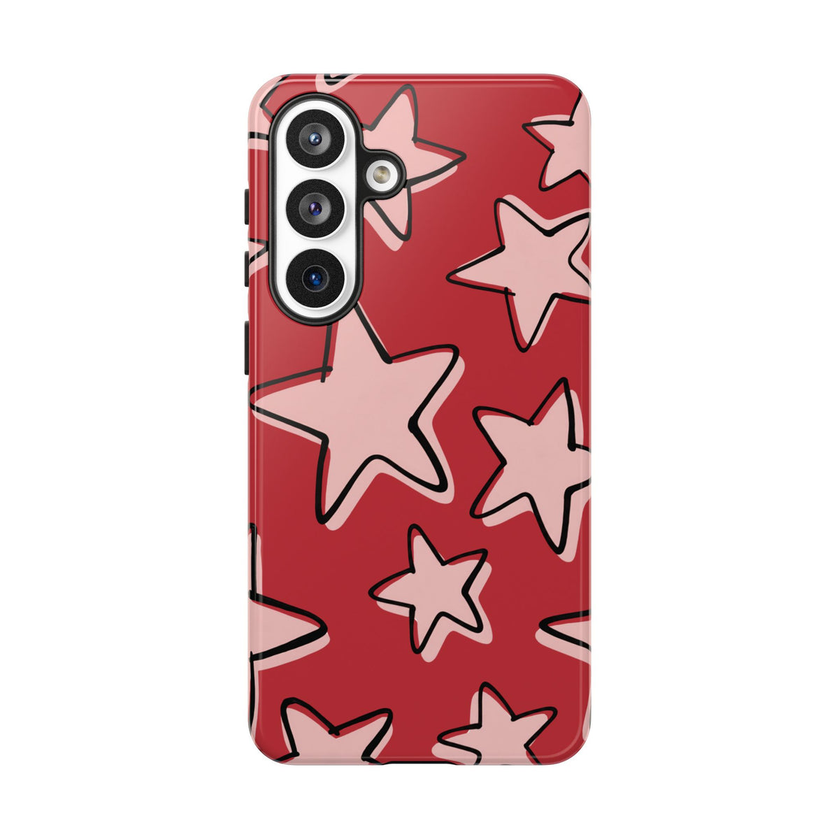 Cherry Red Doodle Star Phone Case