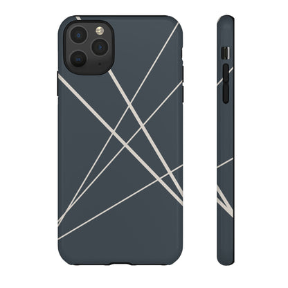 iPhone 11 Pro Max / Glossy Phone Case - Abstract Blue with Beige Lines Phone Case