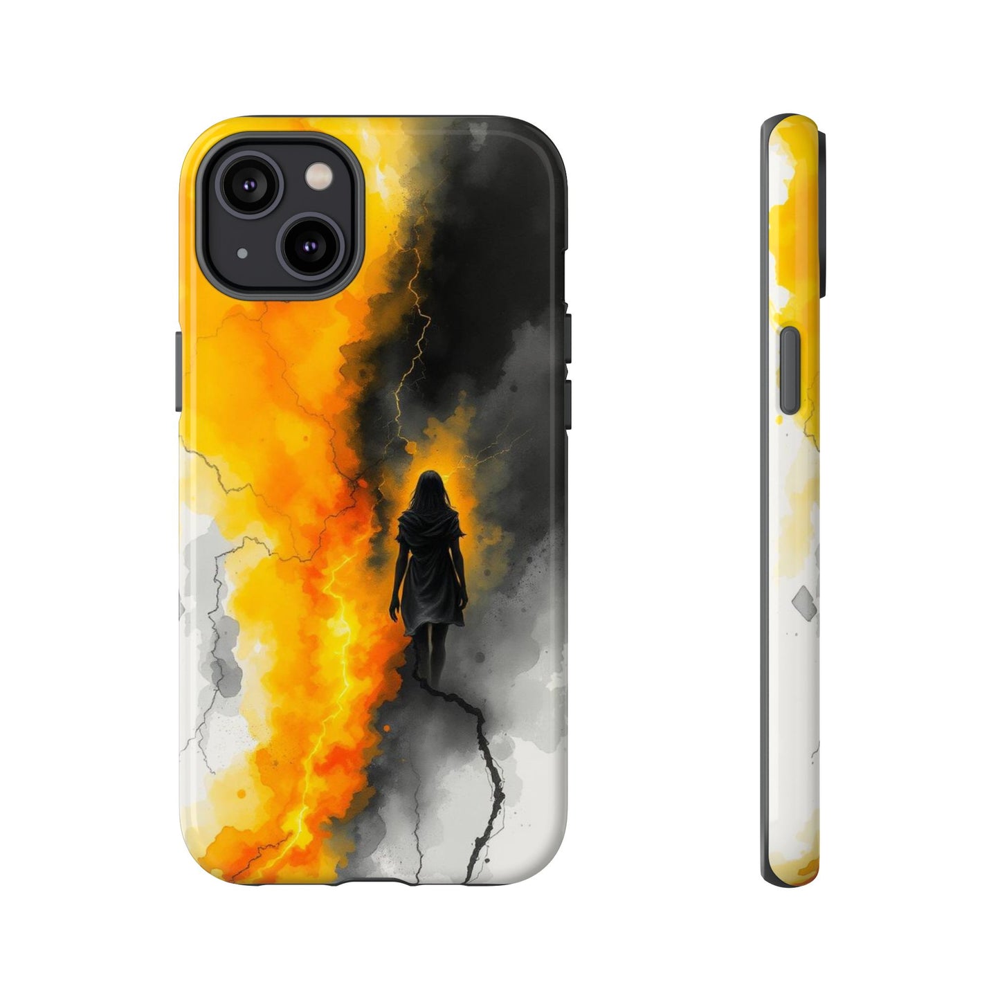 iPhone 14 Plus / Glossy Phone Case - Watercolour Gothic Silhouette of a Woman Phone Case