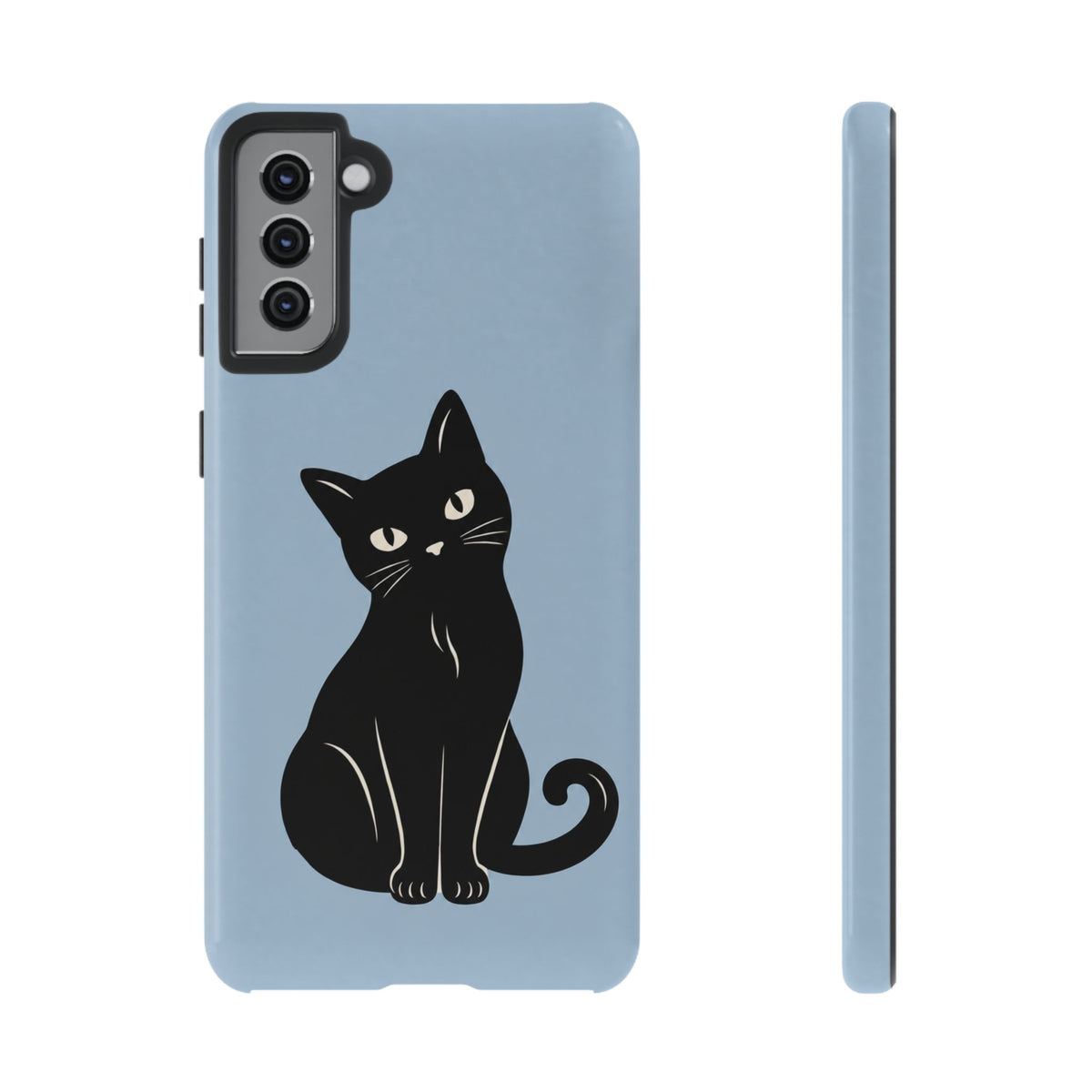 Minimalist Powder Blue & Black Cat Phone Case