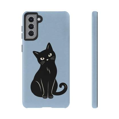 Minimalist Powder Blue & Black Cat Phone Case