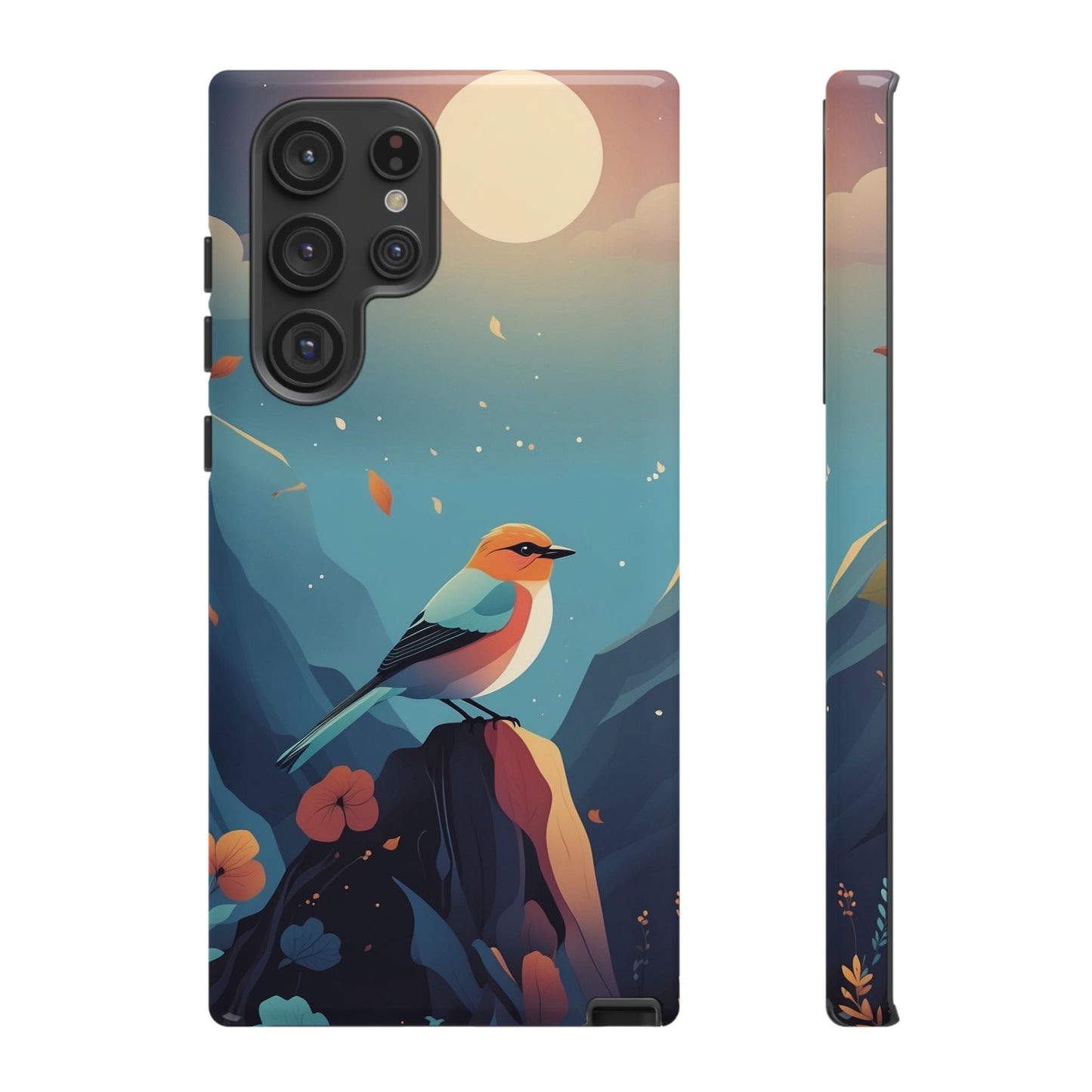 Samsung Galaxy S22 Ultra / Glossy Phone Case - Stylised Bird Design Phone Case