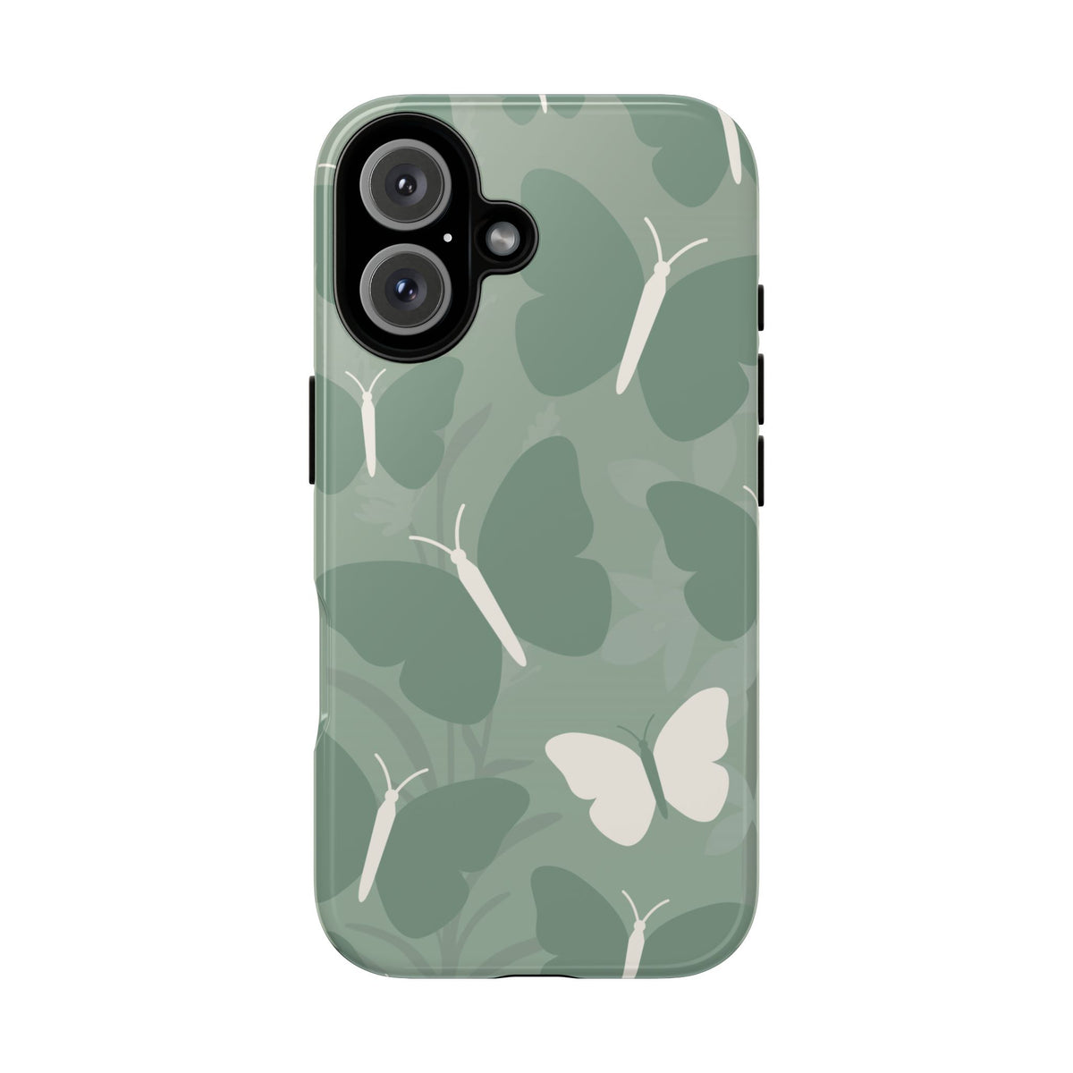 Minimalist Mint Green Butterfly Pattern Phone Case - Green Phone Case - iPhone 16 / Glossy