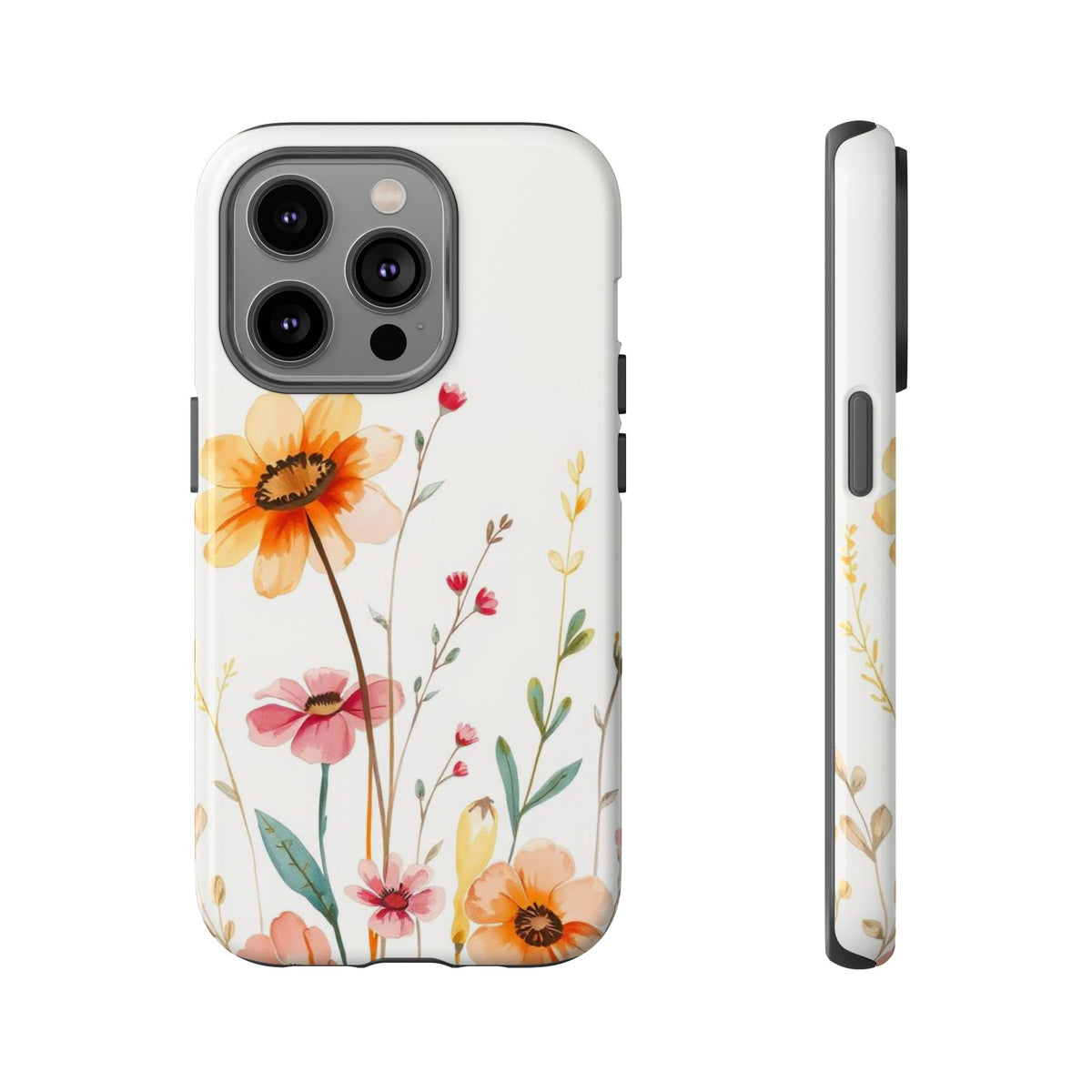 Boho Chic Watercolour Wild Blooms Pattern Phone Case - Multicolor Phone Case - iPhone 14 Pro / Glossy