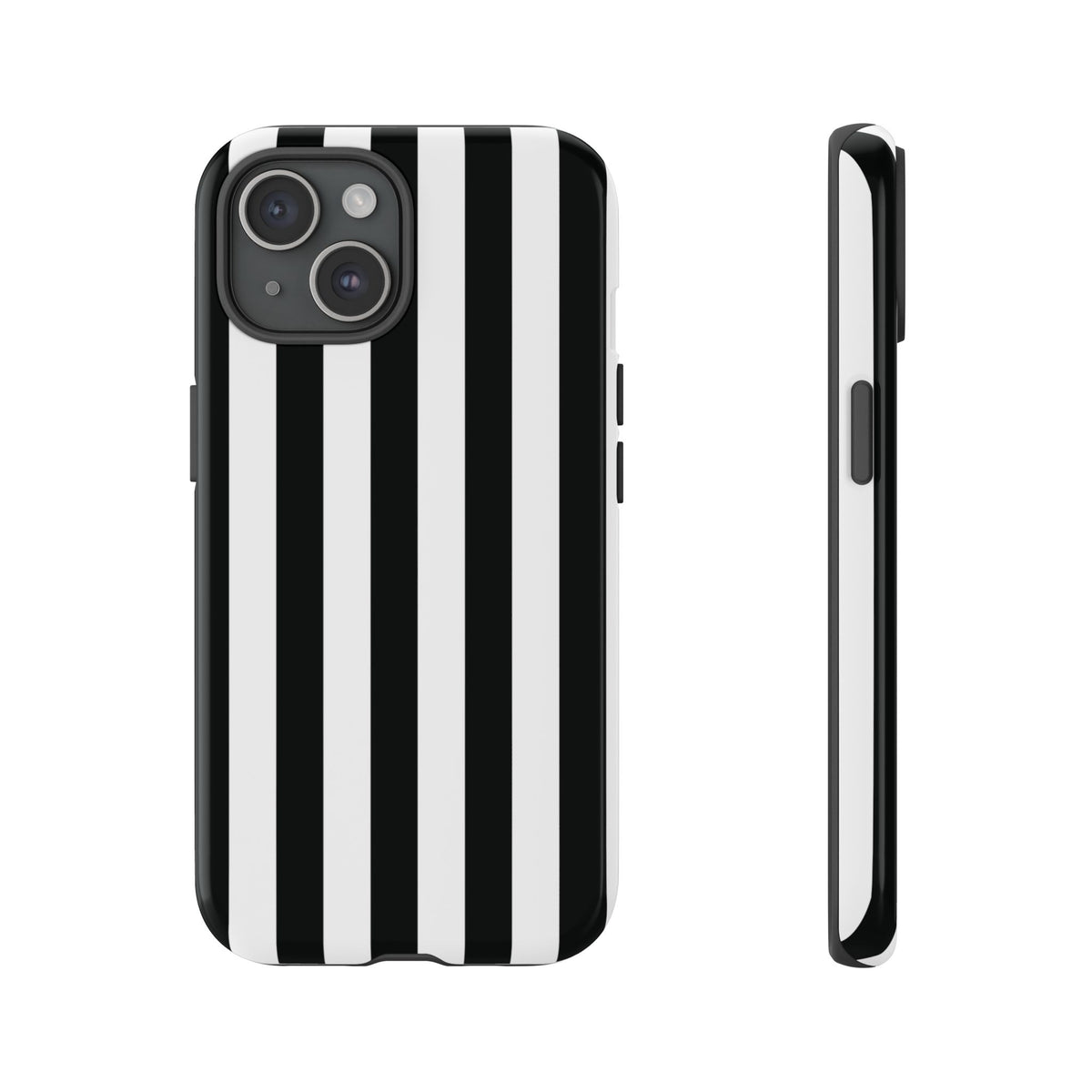 Simple Black & White Stripe Pattern Phone Case - White Phone Case - iPhone 15 / Glossy