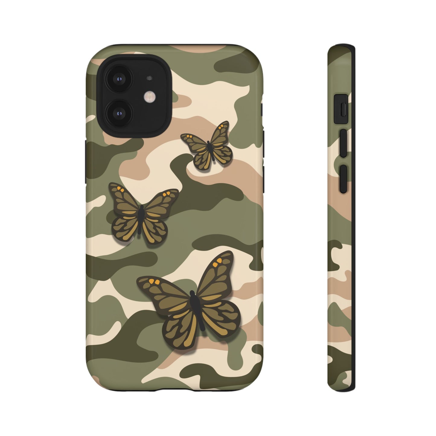 iPhone 12 Mini / Glossy Phone Case - Green Butterfly Camo Phone Case
