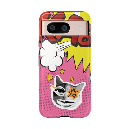 Bold Pink Pop Art Cat Phone Case - Pink Phone Case - Google Pixel 8 / Glossy