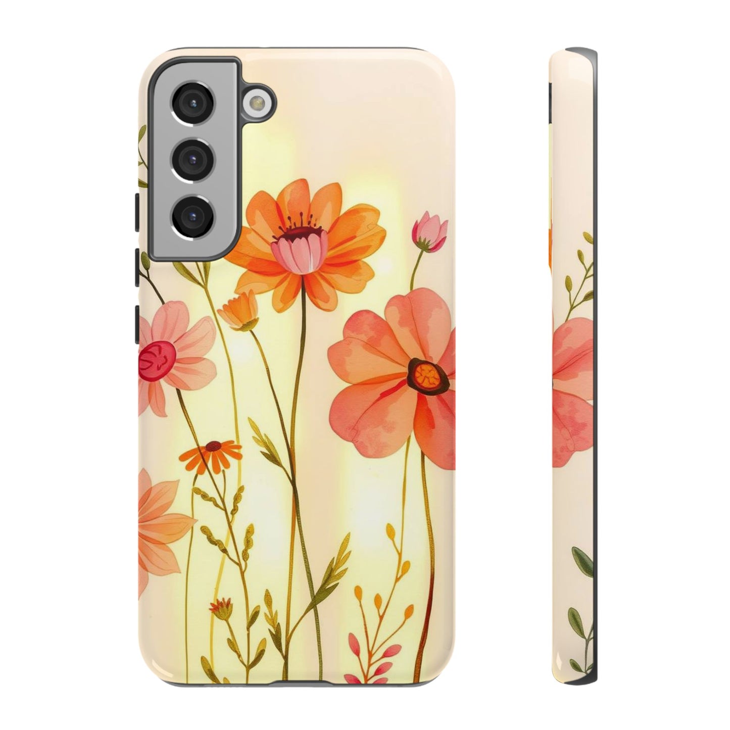 Samsung Galaxy S22 Plus / Glossy Phone Case - Watercolour Bunch of Wildflowers Design Phone Case