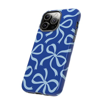 Bold Cobalt Blue and Powder Blue Bow Pattern Phone Case