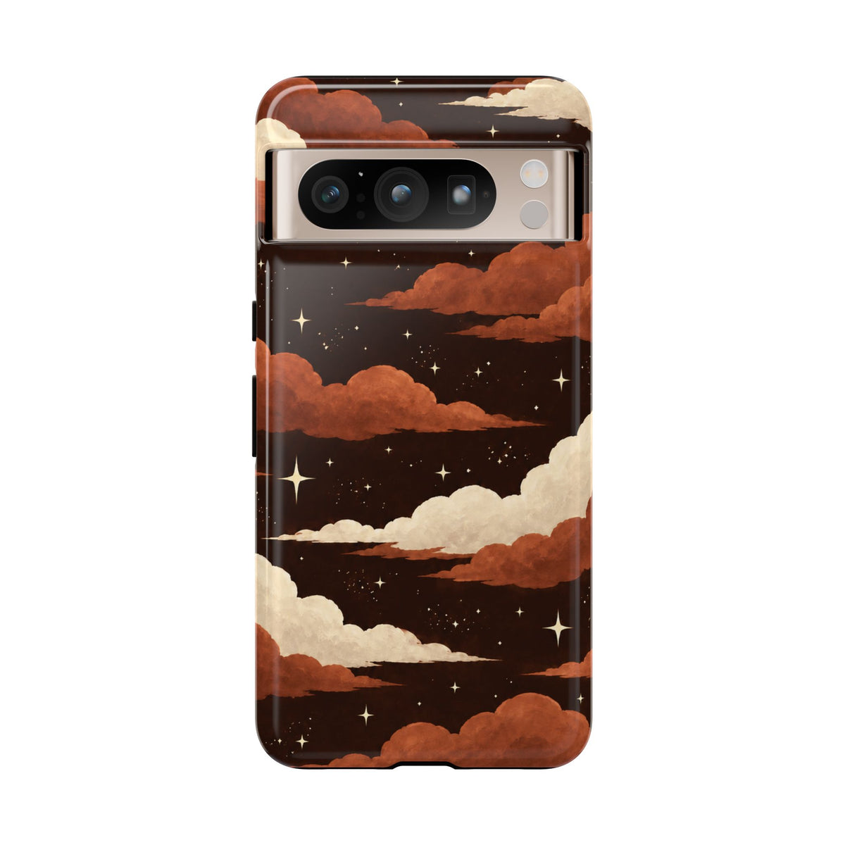Illustrated Burnt Orange Clouds & Stars Phone Case