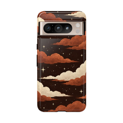 Illustrated Burnt Orange Clouds & Stars Phone Case