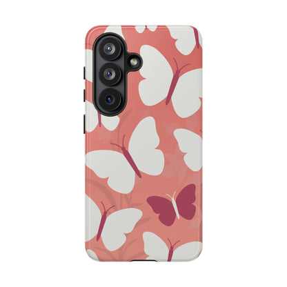 Minimalist Pink Butterfly Pattern Phone Case - Pink Phone Case - Samsung Galaxy S26 / Glossy