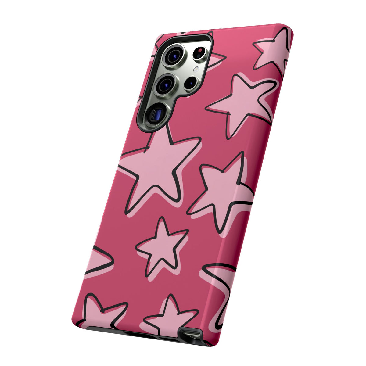 Raspberry Pink Doodle Star Phone Case
