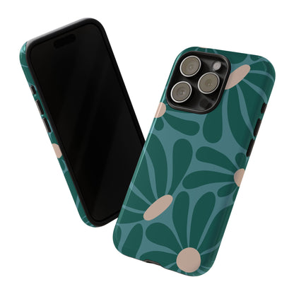 Retro Turquoise Daisy Pattern Phone Case - Green Phone Case